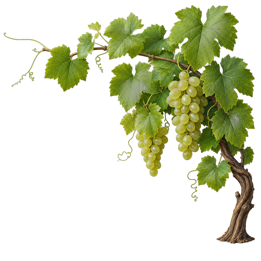 Old vine with white grapes