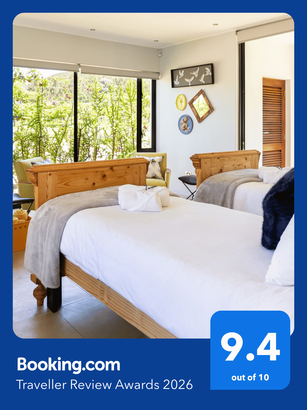 Booking.com Traveller Review Award 2026 for Yellow Strings Room, rated 9.4 out of 10